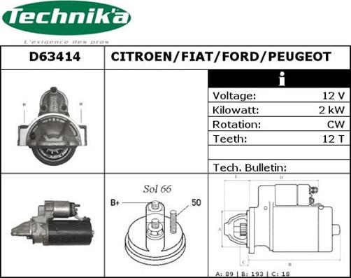 Technika D63414 - Démarreur cwaw.fr