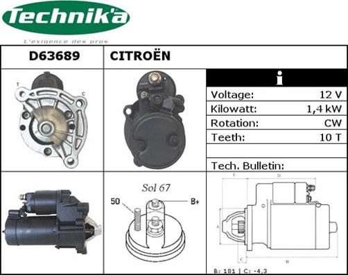 Technika D63689 - Démarreur cwaw.fr