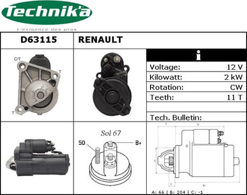 Technika D63115 - Démarreur cwaw.fr