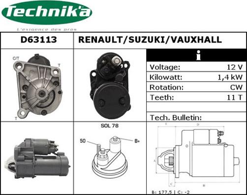 Technika D63113 - Démarreur cwaw.fr