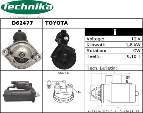 Technika D62477 - Démarreur cwaw.fr