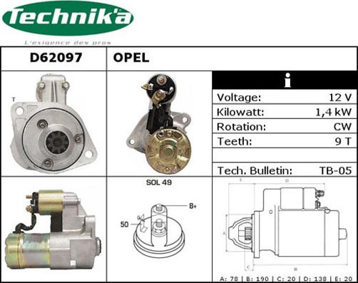 Technika D62097 - Démarreur cwaw.fr