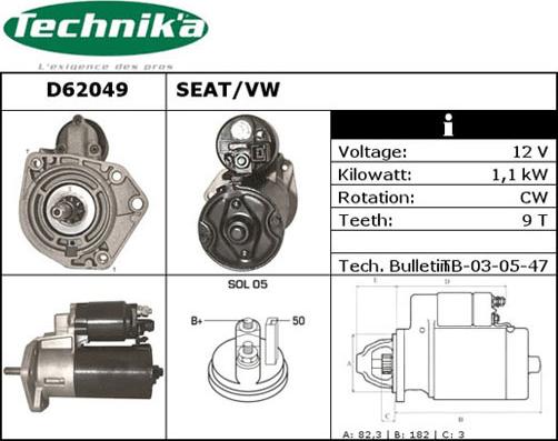 Technika D62049 - Démarreur cwaw.fr