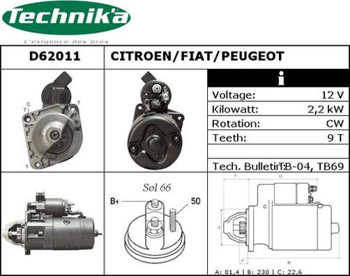 Technika D62011 - Démarreur cwaw.fr