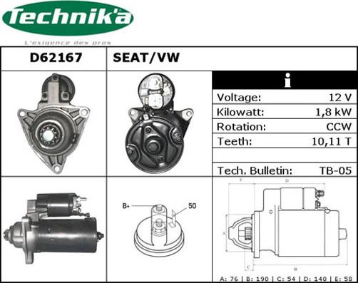 Technika D62167 - Démarreur cwaw.fr