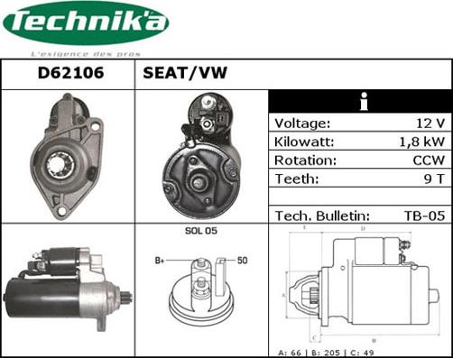 Technika D62106 - Démarreur cwaw.fr