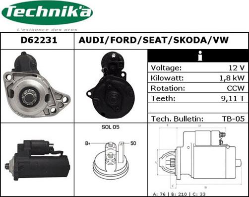 Technika D62231 - Démarreur cwaw.fr