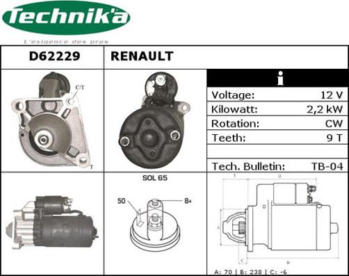 Technika D62229 - Démarreur cwaw.fr