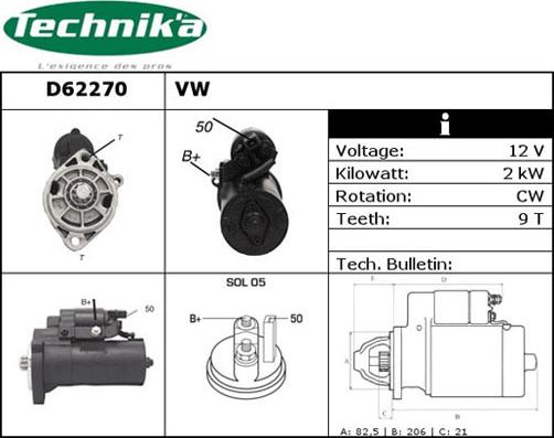 Technika D62270 - Démarreur cwaw.fr