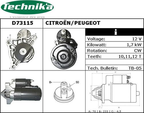 Technika D73115 - Démarreur cwaw.fr