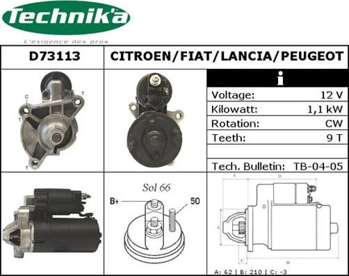 Technika D73113 - Démarreur cwaw.fr