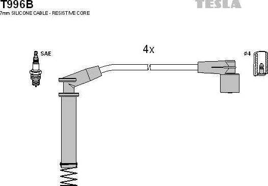 TESLA T996B - Kit de câbles d'allumage cwaw.fr