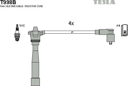 TESLA T998B - Kit de câbles d'allumage cwaw.fr