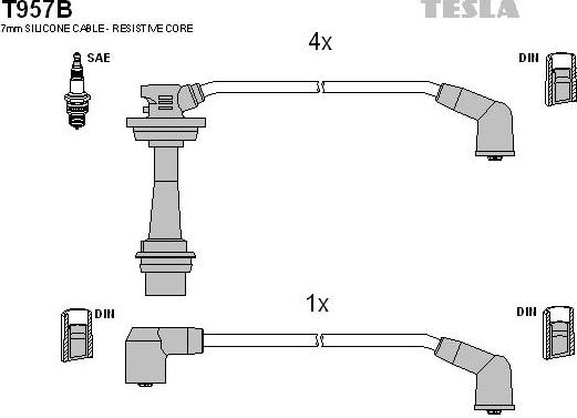 TESLA T957B - Kit de câbles d'allumage cwaw.fr