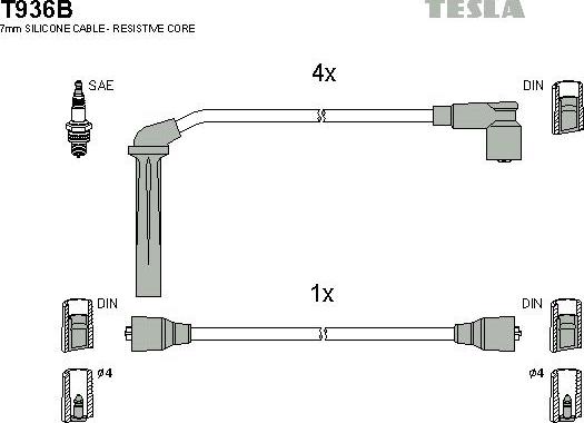 TESLA T936B - Kit de câbles d'allumage cwaw.fr