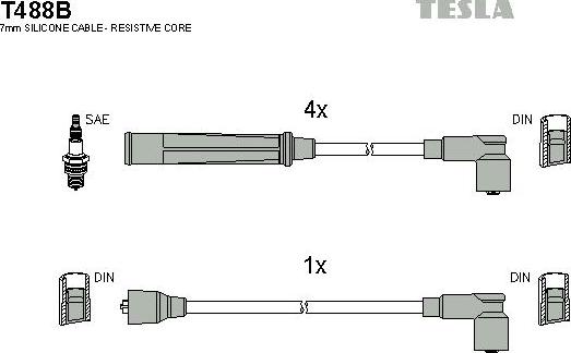 TESLA T488B - Kit de câbles d'allumage cwaw.fr