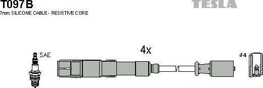 TESLA T097B - Kit de câbles d'allumage cwaw.fr