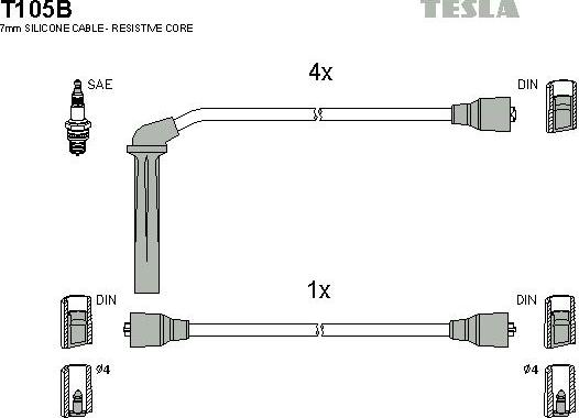 TESLA T105B - Kit de câbles d'allumage cwaw.fr