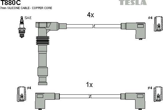 TESLA T880C - Kit de câbles d'allumage cwaw.fr