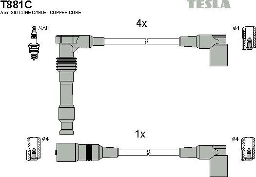 TESLA T881C - Kit de câbles d'allumage cwaw.fr