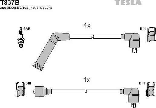 TESLA T837B - Kit de câbles d'allumage cwaw.fr