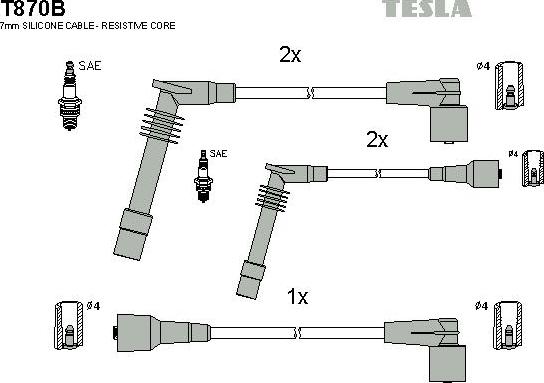 TESLA T870B - Kit de câbles d'allumage cwaw.fr