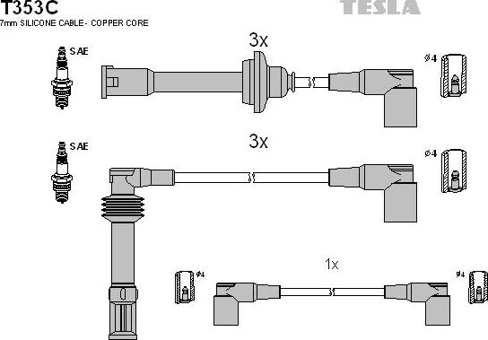 TESLA T353C - Kit de câbles d'allumage cwaw.fr