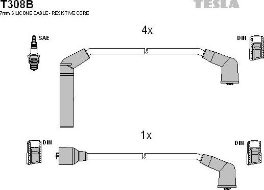 TESLA T308B - Kit de câbles d'allumage cwaw.fr