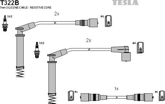 TESLA T322B - Kit de câbles d'allumage cwaw.fr