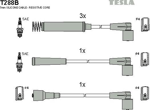 TESLA T288B - Kit de câbles d'allumage cwaw.fr