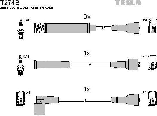 TESLA T274B - Kit de câbles d'allumage cwaw.fr