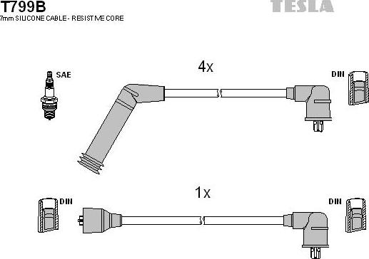 TESLA T799B - Kit de câbles d'allumage cwaw.fr