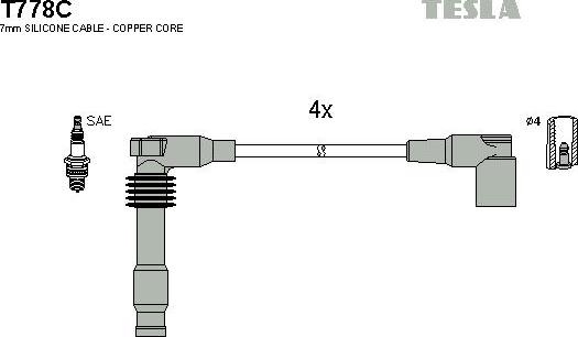 TESLA T778C - Kit de câbles d'allumage cwaw.fr