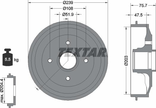 Textar 94046800 - Tambour de frein cwaw.fr