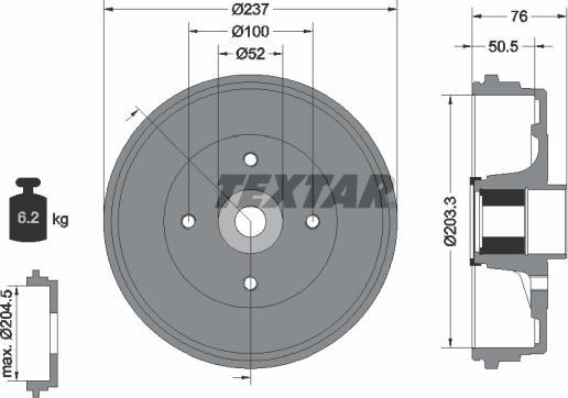 Textar 94041400 - Tambour de frein cwaw.fr