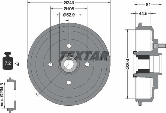 Textar 94041300 - Tambour de frein cwaw.fr