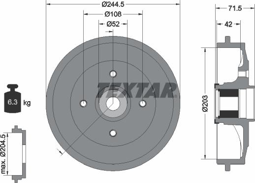 Textar 94041200 - Tambour de frein cwaw.fr