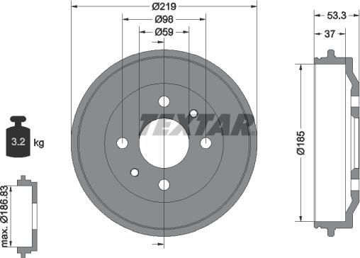 Textar 94006400 - Tambour de frein cwaw.fr