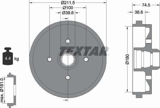 Textar 94006600 - Tambour de frein cwaw.fr