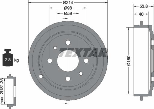 Textar 94014800 - Tambour de frein cwaw.fr