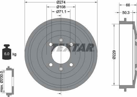 Textar 94010300 - Tambour de frein cwaw.fr