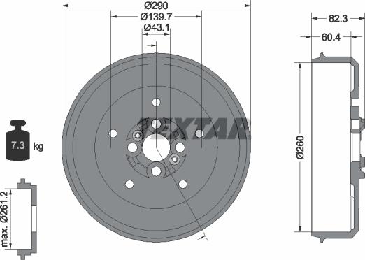 Textar 94038500 - Tambour de frein cwaw.fr