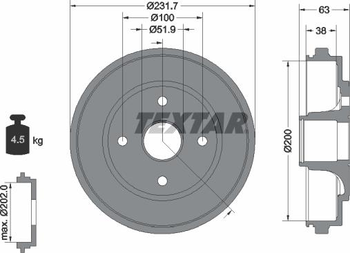 Textar 94033200 - Tambour de frein cwaw.fr