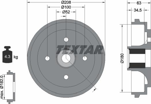 Textar 94032500 - Tambour de frein cwaw.fr