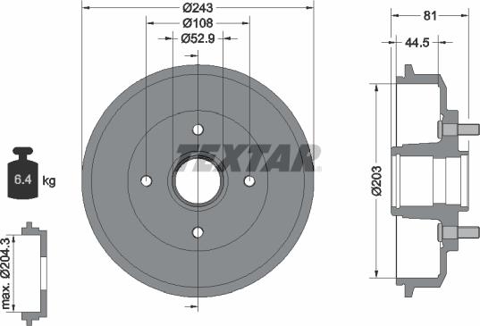 Textar 94022500 - Tambour de frein cwaw.fr