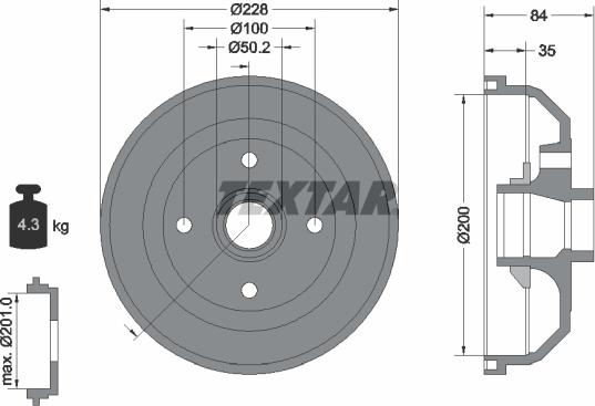 Textar 94022300 - Tambour de frein cwaw.fr