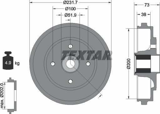 Textar 94027800 - Tambour de frein cwaw.fr