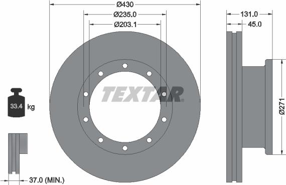 Textar 93086800 - Disque de frein cwaw.fr