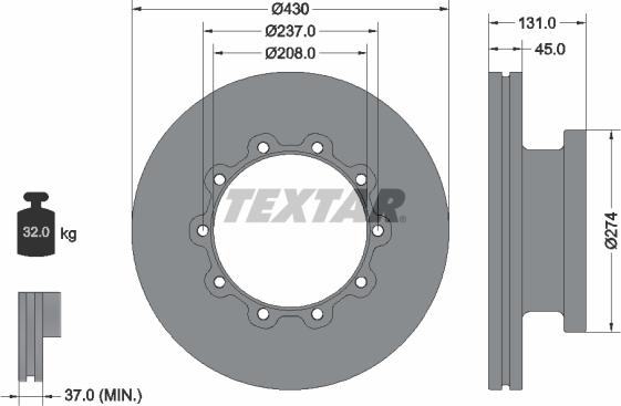 Textar 93088300 - Disque de frein cwaw.fr