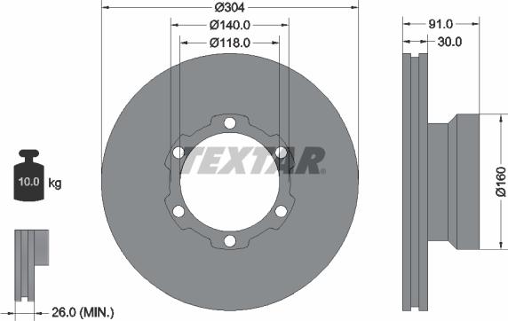 Textar 93087400 - Disque de frein cwaw.fr